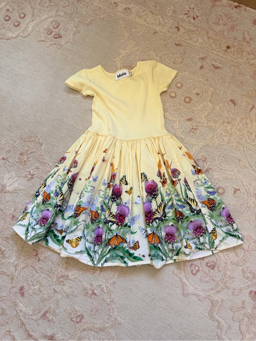 Molo Yellow Butterfly & Floral Twirl Dress for Kids